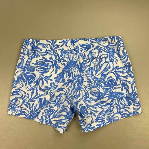 Lilly Pulitzer Callahan Shorts Womens 0 Blue White Lobster Crab Nautical 30x5" - Picture 2 of 16